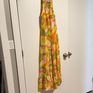 Bright Abstract Print Maxi Dress in Yellow & Multicolor